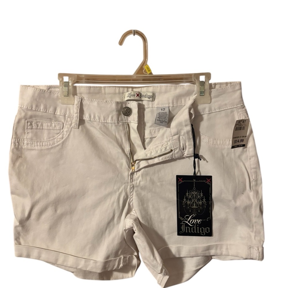 Love Indigo White Jean Shorts Casual Summer Style
